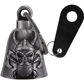 Dream Apparel Motorcycle Bell for Biker Rider Men Women Angel Bell with Bell Hanger, Ride Riding Bell Motorcycle Accessories, Viking Skull and Crossed Axes, One Size, Modern