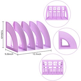 Elezeal A4 File Holder, Magazine Folder, Desk Organiser, 4 Vertical Compartments, Bookshelf, Document Divider, Paper Box, Bookends for Office, Home, Organization and Storage Shelves