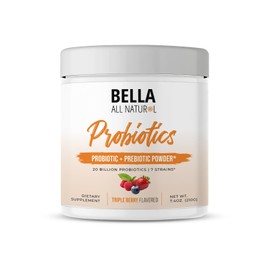 Bella All Natural Probiotics + Prebiotics Powder - Triple Berry Flavor, 210grams
