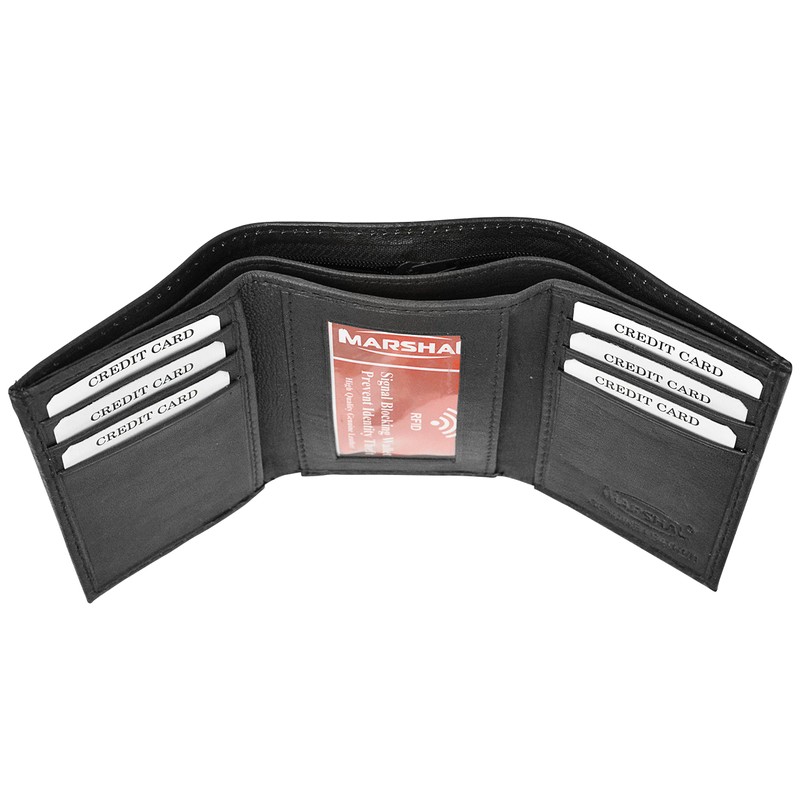 Marshal® Wallet RFID Blocking Men's Leather Slim Trifold Wallet with