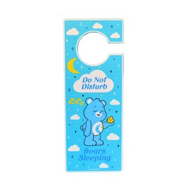 HOX Care Bears 'Do Not Disturb' Wooden Door Hanger Sign Double-Sided Blue Plaque, Ideal for Home, Hotel, Meeting Rooms