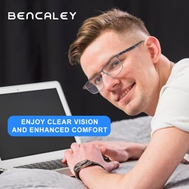 2 Pack Progressive Multifocus Reading Glasses Men - Metal Frame Blue Light Blocking Anti Eye Strain Computer Readers No-Line Bifocal Readers Eyeglasses,1.5x