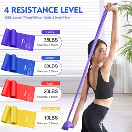Fokky 1.8 m Fitness Bands, Set of 4 Resistance Bands, Gymnastics Band, Resistance Bands with Carry Bag and Exercise Instructions (English language not guaranteed), Fitness Band for Pilates, Yoga, Fitness, Muscle Building