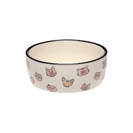 Pearhead Pearhead Cat Faces Pattern Ceramic Pet Bowl, Holds 2 Cups, Medium Water and Food Dish, Microwave and Dishwasher Safe
