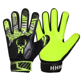 HHH Fußball-Torwarthandschuhe für Jungen, Kinder, Jugendliche, Fußball-Torwarthandschuhe mit 4 mm Latex-Handflächen, super griffige Handflächen, Torwarthandschuhe