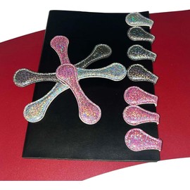 Leather Magnetic Bookmark Engraved Magnetic Suction Bookmark Bookmark Leather Magnetic Book Clip, Back to School, School Supplies Magnetic Bookmarks (Diamond Pink+ slivery+Black) (6pcs)