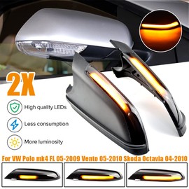 MKptopia Car LED Dynamic Turn Signal Light Compatible with VW Po-lo MK4 FL 2005-2009 Compatible with Sko-da O-ctavia 2006-2010