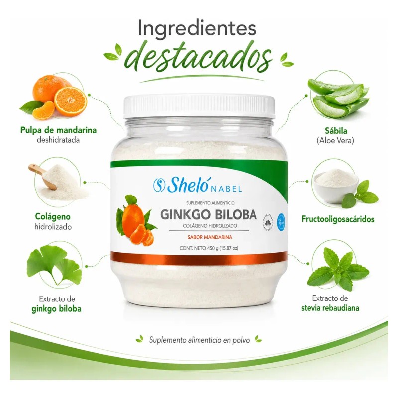 Colágeno Hidrolizado Sheló Nabel Ginkgo Biloba 450g