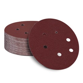 150 mm Sanding Discs for Random Orbital Sanders 60 Grit 150 mm Sandpaper 6 Hole Velcro Sanding Sheets for Wood Materials Chipboard Metal (Pack of 50)