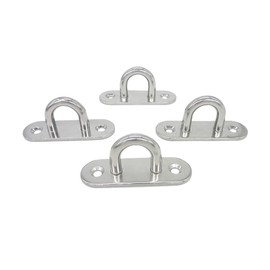 NOVSINO Stainless Steel Ceiling Hooks Wall Hooks, M8 Screw Mount Hook Hangers, Pad Eye Straps Tie Down Anchor Point Rigging, Pack of 4