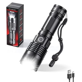 Rechargeable Flashlights High Lumens, 1 Pack Super Bright Tactical Flashlight With Adjustable Lighting Modes, Zoomable Handheld Led Flash Light For Camping Emergency Home Gift (Battery Included)