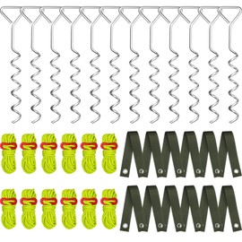 Sintuff 12 Set Tree Stakes and Supports Kit for Anti Hurricane Leaning Trees Straightening Heavy Duty 15. 75" Spiral Tree Stake with 13. 12 ft Ropes and 15. 75'' Support Straps (Bright Green)