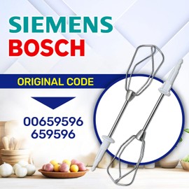 Whisk for Hand Mixer 210 x 45 mm with the Original Code 00659596 659596 for Bosch for Siemens - Warranty 10 Years - MONTERAL