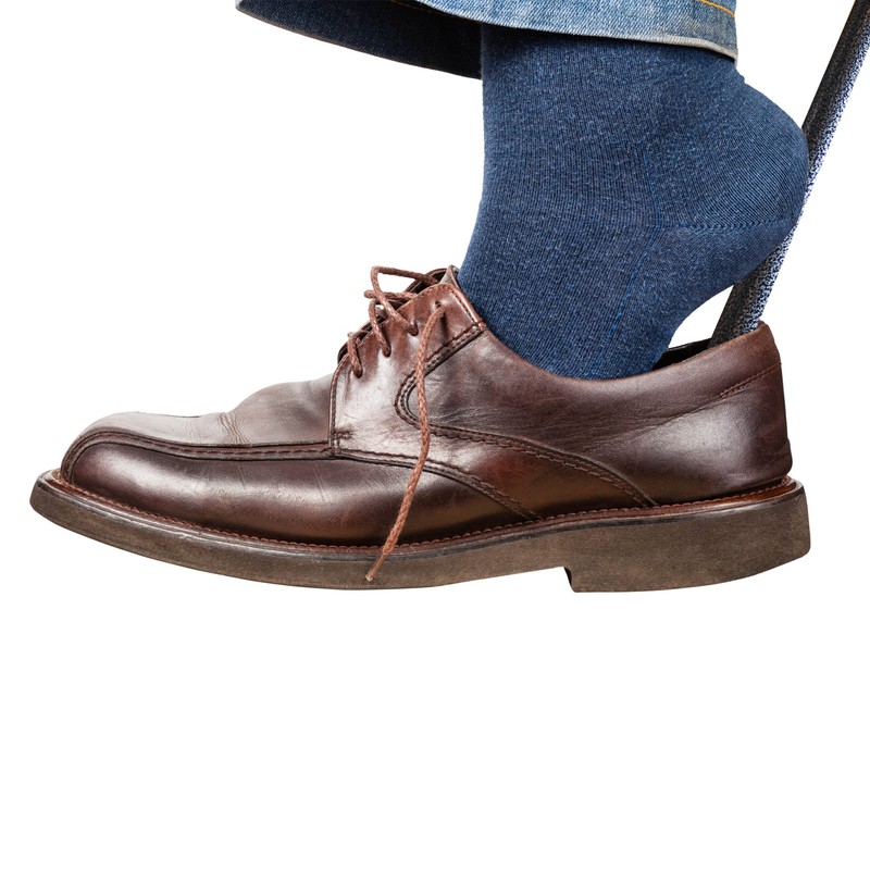 Rehabilitation Advantage Red Grip Handle Powder Coated Steel Shoehorn, 18