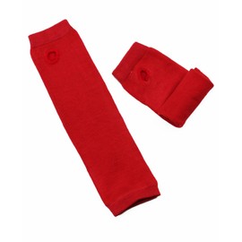 B-HOT Warmer Fingerless Gloves Stretchy Knit Thumb Hole Sun Protection Long Arm Solid Color Glove Red