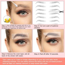 Eyebrow Tattoo Stickers 84 Pairs, 8 Sheets Eyebrow Temporary Tattoo Peel Off Sticker Waterproof 6D Hair-Like False Instant Transfer False Brows