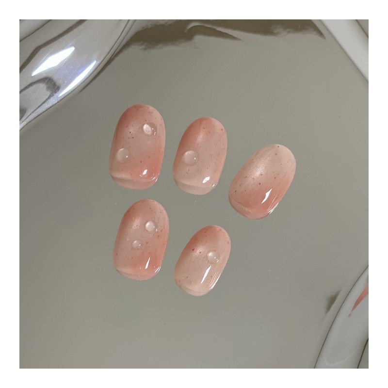 [Handmade Nail Tips] Peach Nail Tips - Coffin Egg /