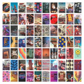 BOPART 70pcs Wall Collage Kit Aesthetic Picures, Retro 80s Room Decor Aesthetic Collage Picture Wall Decor for Teen Girls Boys Room Bedroom Dorm (4x6 inch)
