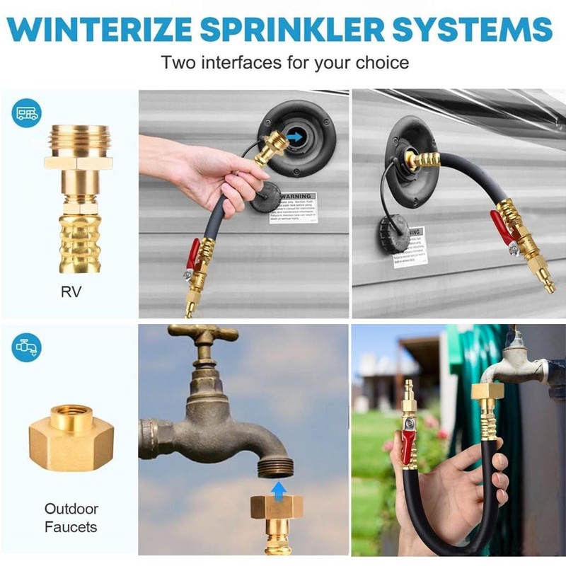 17" RV Winterizing Kit, RV Water Blowout, Air Compressor Quick