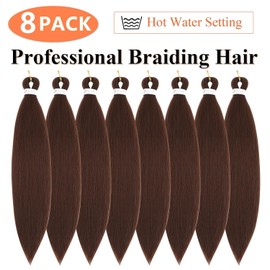 Braiding Hair 16 Inch 8 Packs Braiding Hair Pre Stretched For Twist Or Box Braids Pre Stretched For Crochet Braids Hot Water Setting Soft Yaki Texture(16Inch, #30)