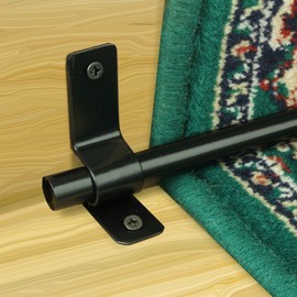 Renovators Supply Manufacturing Black Staircase Carpet Rod Bracket Holders Solid Cast Brass Stair Runner Brackets Secures Stair Carpet Rods Brackets Includes Mounting Hardware