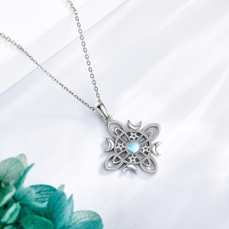 CUPENDA Witch Knot Necklace 925 Sterling Silver Witch Celtic Knot