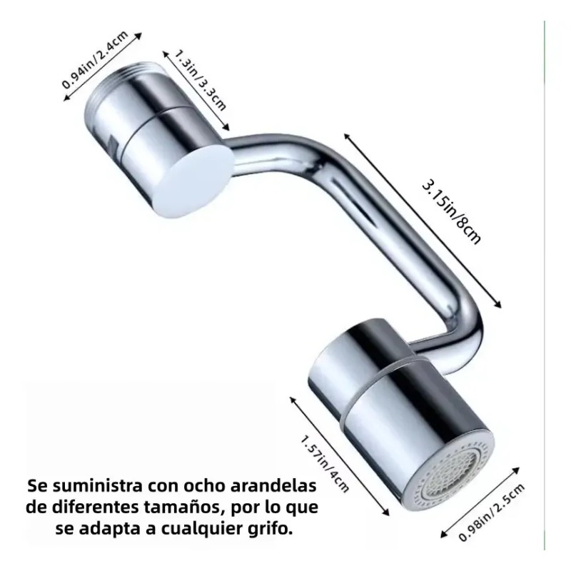 Extensor De Grifo Giratorio 1080° Con Aireador Para Lavabo