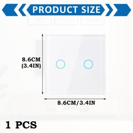 WiFi Light Switch, Smart Touch Light Switch for Smart Homes, Voice Control with Alexa Google Home, Remote App Control, Timer Function, White Single Switch