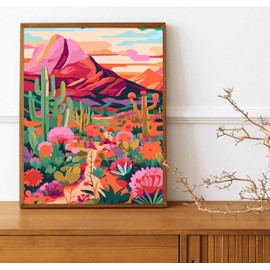 Meothan Cactus Flowers Paint by Numbers Kits for Adults Beginners-Desert Cactus Paint by Number for Adults, Easy Canvas Paint by Numbers for Adults for Home Wall Decor and Gifts 16X20 inch