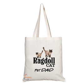 Coralgraph Inc TB628 PET DAD Ragdoll CAT Novelty Present Gift Printed Eco-Friendly Stylish Long Handled Tote Shoulder Bag