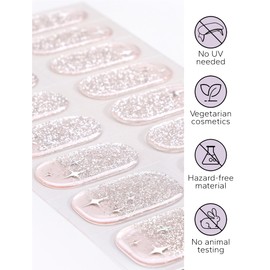 Nelaoco Nail Polish Strips – 32PCS Salon Quality Wraps, Long Lasting Gel Nail Stickers for Women (Celestial Dust Pink)