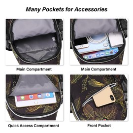 MOSISO Crossbody Sling Backpack, Portable Travel Hiking Daypack Chest Sling Bag Casual Daypack One Strap Chest Backpack for Women Men Outdoor Hiking Travel, Golden Line Monstera Leaf