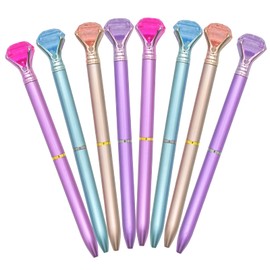 Lopenle 12PCS Fancy Diamond Ballpoint Pens Retractable Bling Gem Pens Beautiful Black Ink For School Office Wedding Birthday