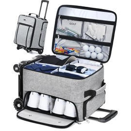 CAB55 Golf Trunk Organizer with 4 Wheels, 2 Layer Waterproof Car Organizer with Separate Ventilated Compartment for 2 Pair Shoes, Trunk Storage for Clothes, Accessories, Golf Gifts (Gray)