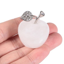 Lovionus89 Natural White Quartz Apple Statue, Healing Crystal Figurine Sculpture Home Ornament Wedding Decoration 3 cm