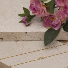 CARISSIMA Women's 9ct Yellow Gold 22 Diamond Cut Box Chain 41cm/16"