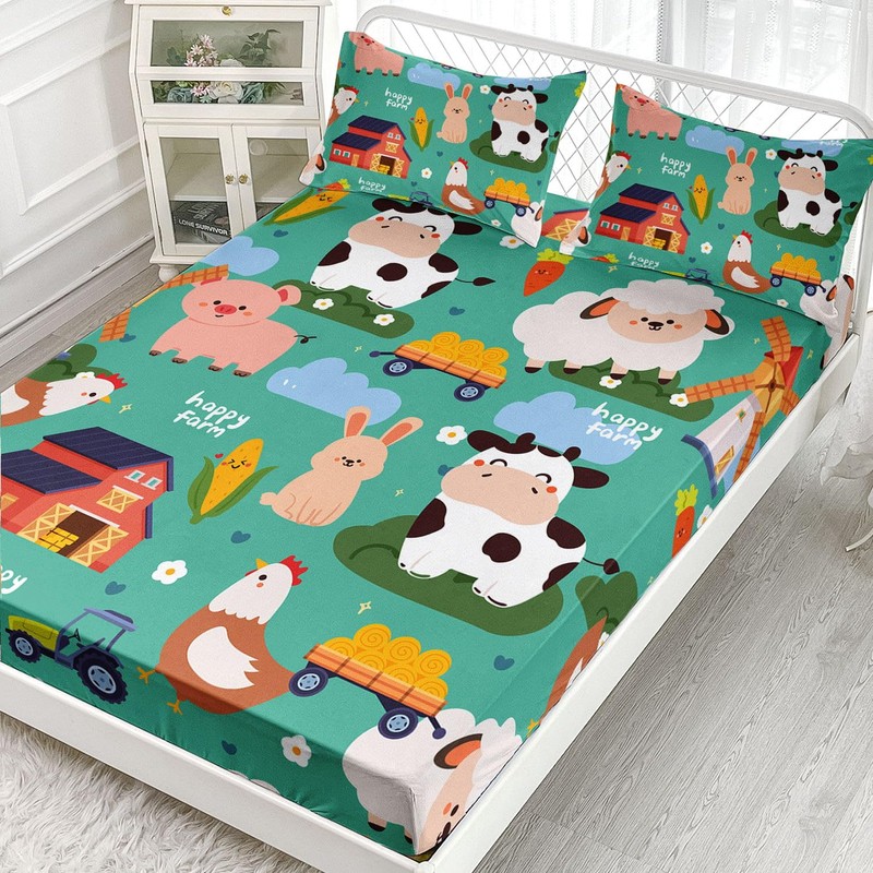 Smell Sunshine Farm Animal Sheets Set 4Pcs for Kids,Cartoon Cow