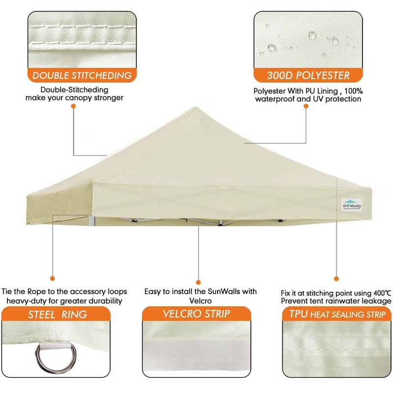 Ontheway 10' x 10' Replacement Canopy Top for Pop Up