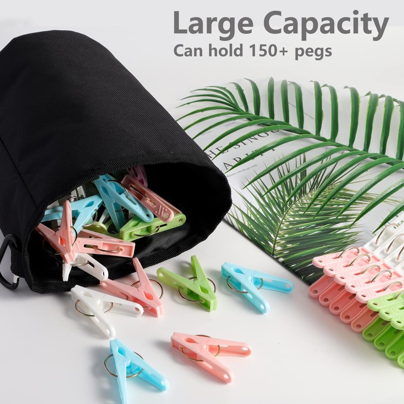 Bakecat Clothes Pegs and Peg Bag, 40Pcs Plastic Clothes Pegs