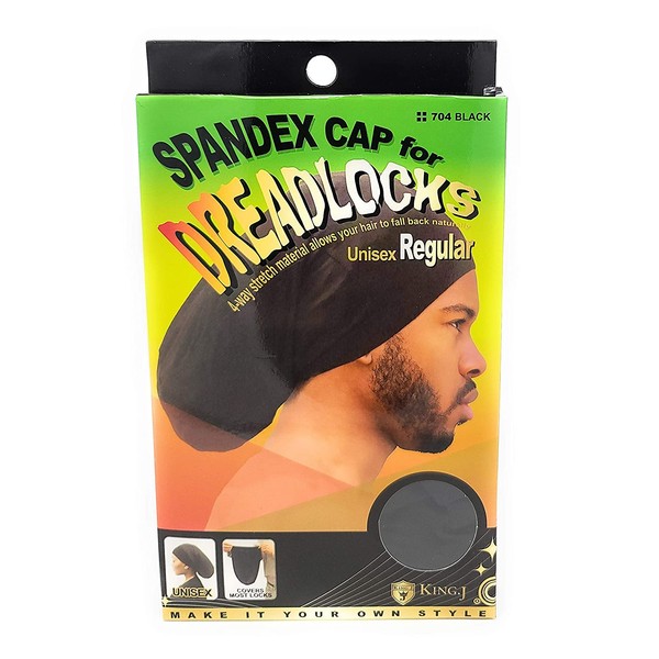 King.J Regular Size Unisex Spandex Cap For Dreadlocks - Black