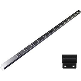 48" Hardwired Power Strip (NO Power Cord), 12 Vertical Tamper Resistant Outlets (NEMA 5-15R - NOT 20Amp), with Ears (with mounting tabs on Both Ends), USB, Black