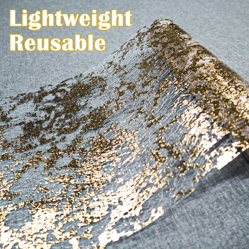 Modixun Gold Table Runner, Ultra Long Glitter Metallic Foil Thin