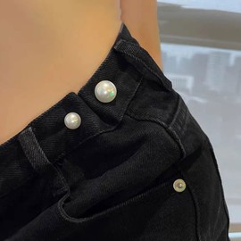 KAKASEA Waist Pins For Pants Shrink Waist Circumferences Safety Pins Pearl Brooch Pins For Clothes Neck Button Scarf Clip