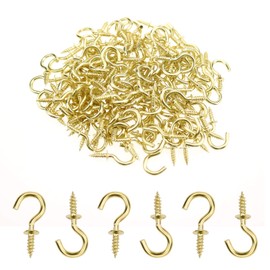 Kukiwhy 200pcs 1/2" Gold Brass Cup Hooks, Modern Decor, Ceiling Mount, Drywall & Wood, 3.5lbs Max Weight, Organize, Decorate & Store