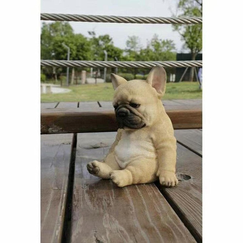 French Bulldog Statue Dog Figurine Resin Ornament Garden Decor Home