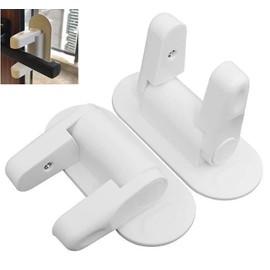 Door Handle Lock, Pack of 2 Door Lock Door Window Locks, Door Handle Lock with Rotating Handles, Rotatable Safety Lock for Door Handle Doors and Windows, Door Handle Security, Door Handle Lock