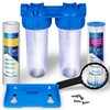 Dual Whole House Water Filter System, Transparent Standard Housings, Presser
