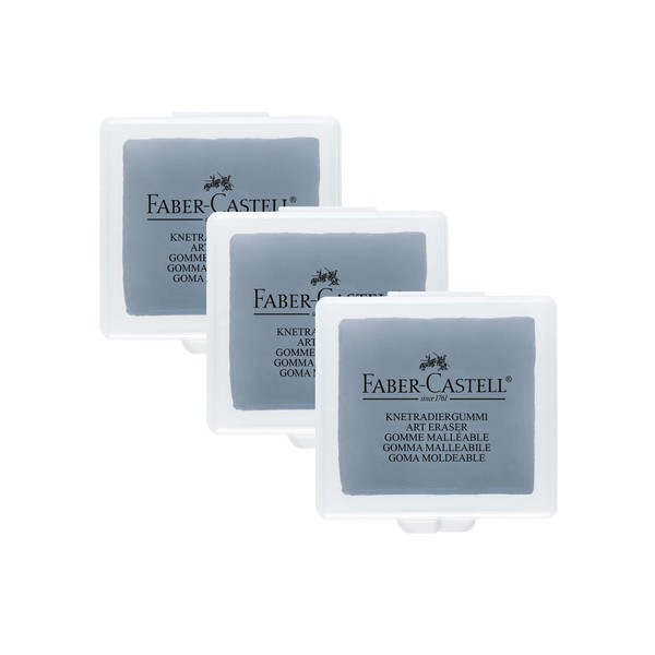 Faber-Castell Art Eraser 205004 Kneading Eraser 127220, Grey, Pack of 3