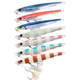 OCEAN CAT 1 PC Slow Fall Pitch Fishing Lures Sinking Lead Metal Flat Jigs Jigging Baits with Hook for Saltwater Fishing 4 Colors 160G/200G (7 Colors Comb, 80g(2 5/6oz))