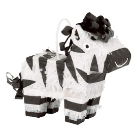 Adorable Mini Zebra Pinata Favor Decoration (17cm x 17cm) - White & Black Stripes Design - Perfect for Kids' Parties & Celebrations - 1 Pc